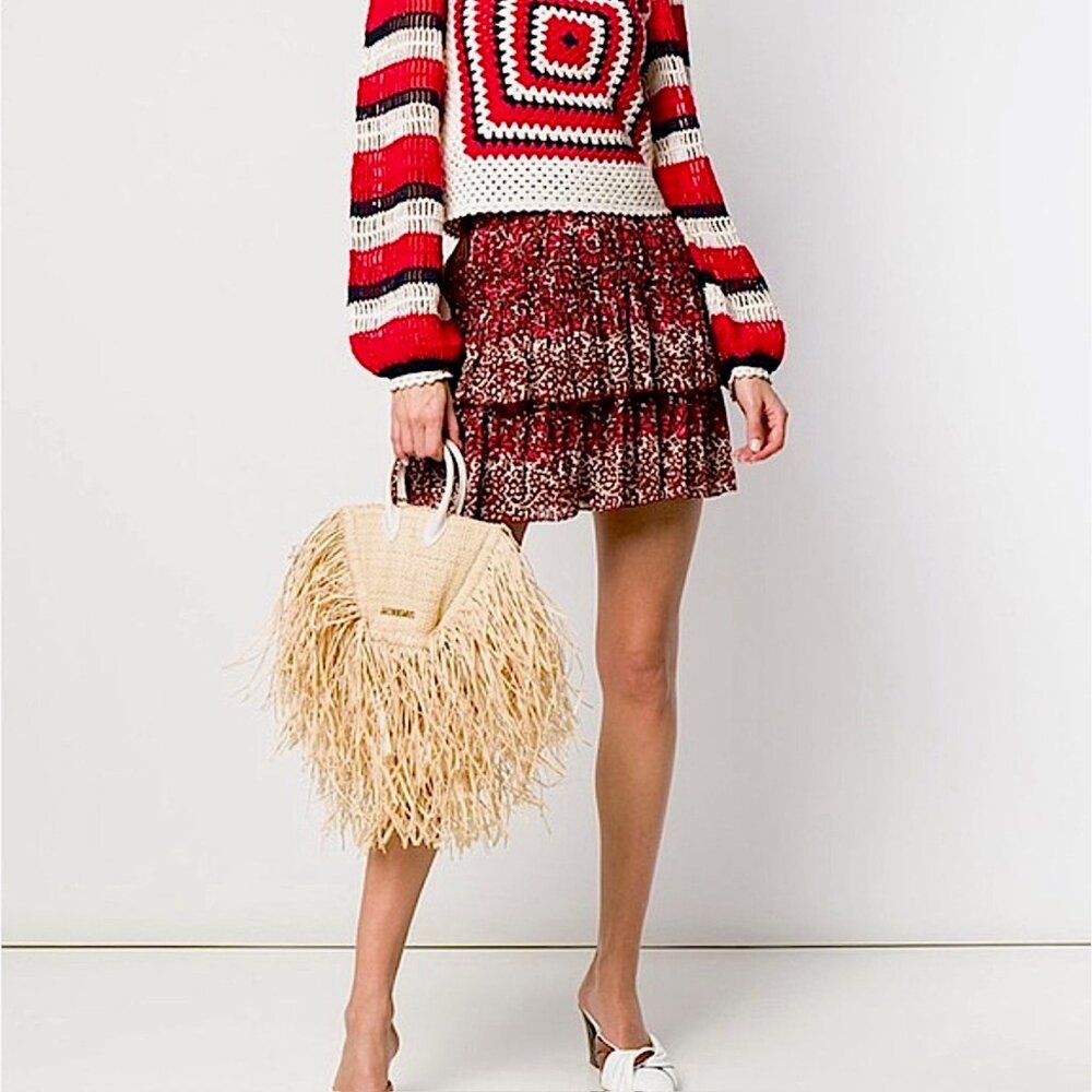 Ulla Johnson ‘Asha” Tiered Mini Skirt in Azul